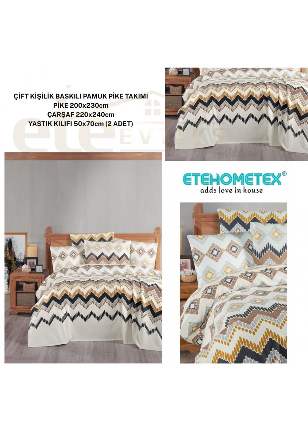 ETEHOMETEX ÇİFT KİŞİLİK BASKILI PAMUK PİKE TAKIMI COZA 8696474231922 ETEHOMETEX ÇİFT KİŞİLİK BASKILI PAMUK PİKE TAKIMI COZA 8696474231922